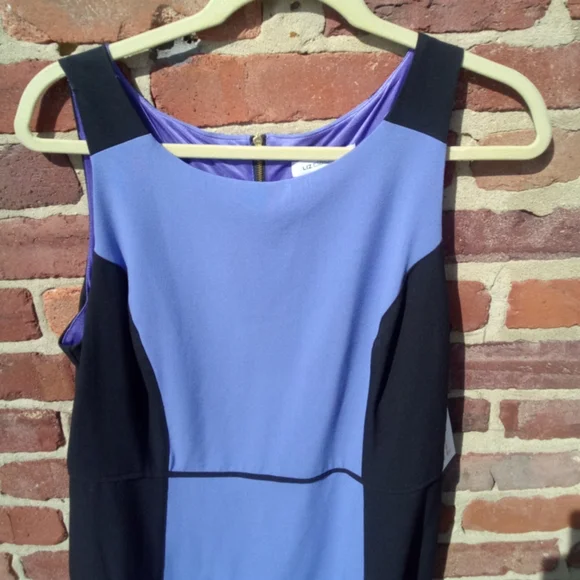 NWT Liz Claiborne Purple Black Sleeveless Stretch Midi Skirt size 12 Body Con - Picture 2 of 6